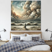 Gezicht in de wolken - Surrealistisch oceaanlandsc Canvas Afdruk (Insitu (Slaapkamer))