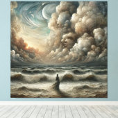 Gezicht in de wolken - Surrealistisch oceaanlandsc Canvas Afdruk (Insitu (Houten vloer))