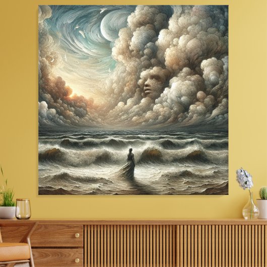 Gezicht in de wolken - Surrealistisch oceaanlandsc Canvas Afdruk (Insitu (Woonkamer))