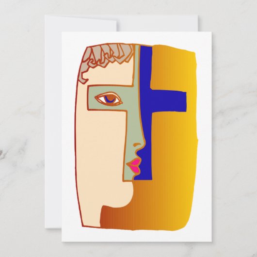 Gezicht in een cross uitnodigingen (Voorkant)