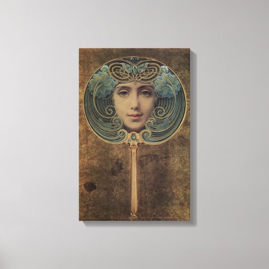 Gezicht in Spiegel  Art Nouveau Canvas Art (Voorkant)