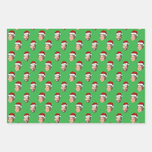 Gezicht Kerstman Hoed Gift Wrap, aangepaste Kerstm Inpakpapier Vel (Voorkant 2)