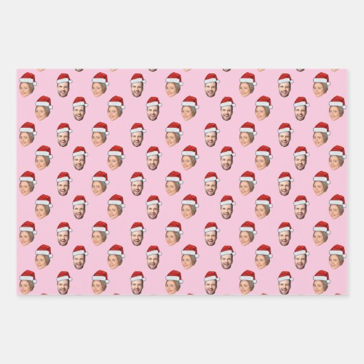 Gezicht Kerstman Hoed Gift Wrap, aangepaste Kerstm Inpakpapier Vel (Voorkant)