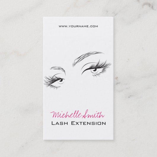 Gezicht lange wimpers Lash Extension visitekaartje (Voorkant)