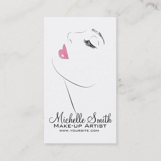 Gezicht Lange wimpers Wimper extensies Roze lippen Visitekaartje (Voorkant)