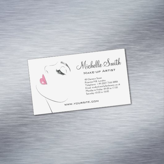 Gezicht Lash Extensions Roze lippen Visitekaartje Magneet (Voorbeeld)