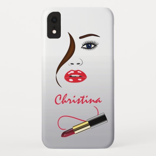 Gezicht Lipstick Kiss Mirror Make-up Artiest Mode Case-Mate iPhone Case (Achterkant)