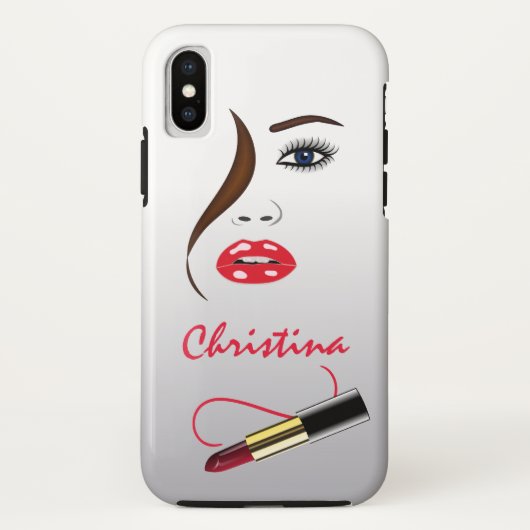 Gezicht & Lipstick Kus in de Mirror Make-up Arties Case-Mate iPhone Case (Achterkant)