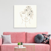Gezicht met bloeiende bloemen canvas afdruk (Insitu (Woonkamer))