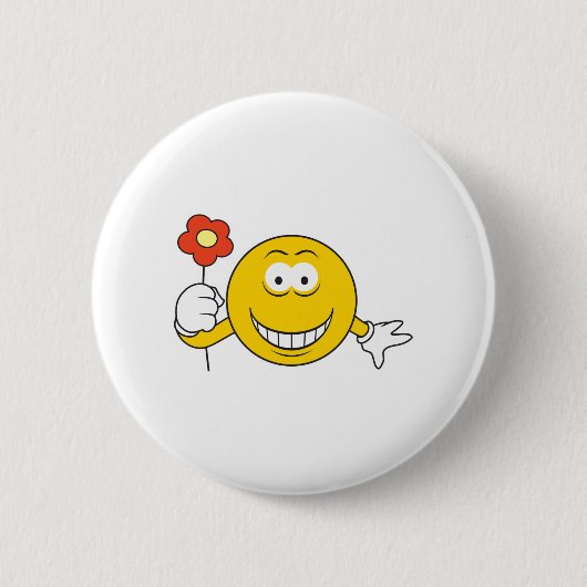 Gezicht met bloem ronde button 5,7 cm (Voorkant)