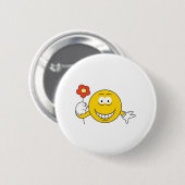 Gezicht met bloem ronde button 5,7 cm (Voorkant /achterkant)