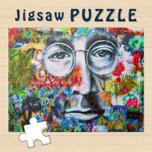 Gezicht met een bril op een graffiti muur - legpuzzel