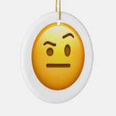 Gezicht met één Eyebrow verhoogd - Emoji Keramisch Ornament (Rechts)