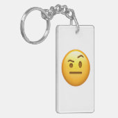 Gezicht met één Eyebrow verhoogd - Emoji Sleutelhanger (Voorkant Links)