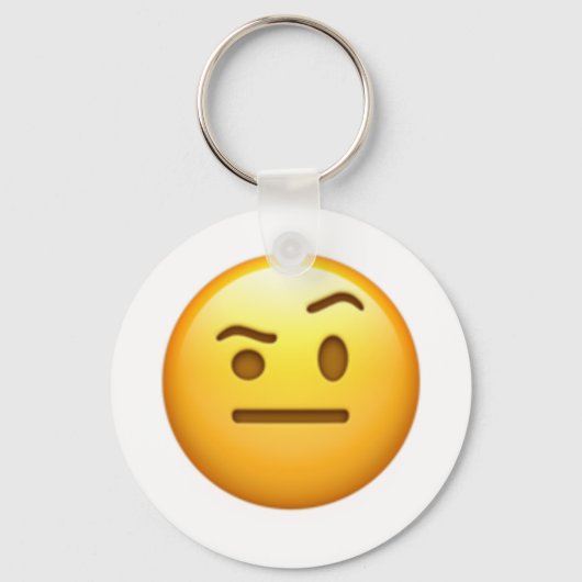Gezicht met één Eyebrow verhoogd - Emoji Sleutelhanger (Voorkant)