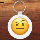 Gezicht met één Eyebrow verhoogd - Emoji Sleutelhanger (Voorkant)