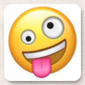 Gezicht met één grote en één kleine oog - Emoji Onderzetter (Voorkant)