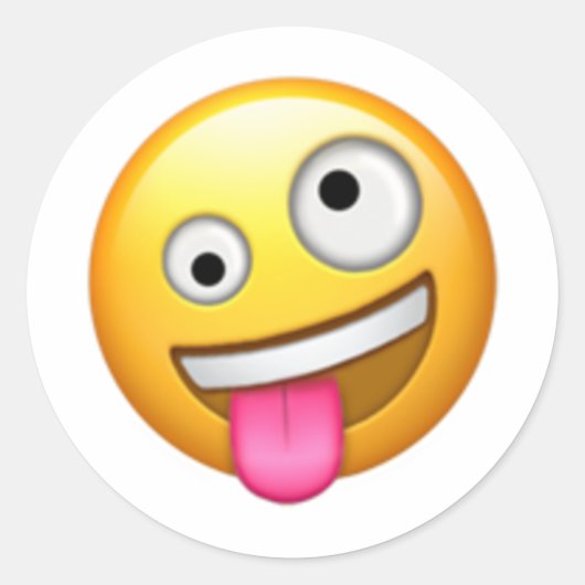 Gezicht met één grote en één kleine oog - Emoji Ronde Sticker (Voorkant)