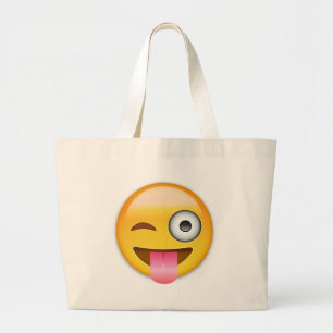 Gezicht met eend tong en oogoogoogji grote tote bag