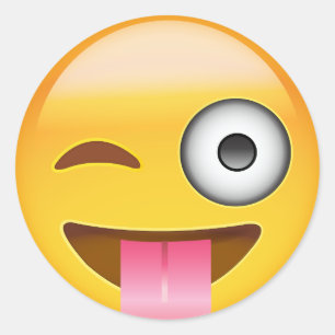 Gezicht met eend tong en oogoogoogji ronde sticker