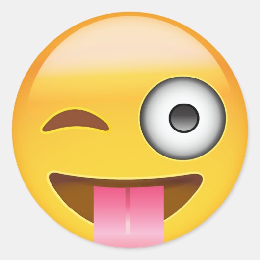 Gezicht met eend tong en oogoogoogji ronde sticker (Voorkant)
