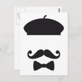 gezicht met frans pet, snor en stropdas briefkaart (Voorkant / Achterkant)
