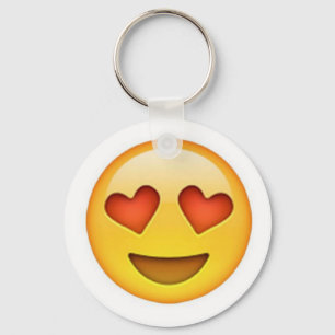 Gezicht met hartvormige ogen emoji sticker sleutelhanger