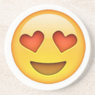 Gezicht met hartvormige ogen emoji sticker zandsteen onderzetter