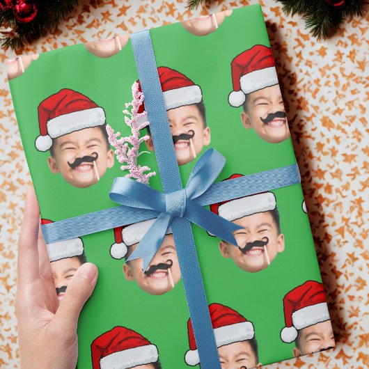 Gezicht Met Kerstman Hoed Cadeaupapier