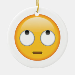 Gezicht met rologen - Emoji Keramisch Ornament