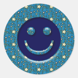 GEZICHT MET STERREN RONDE STICKER