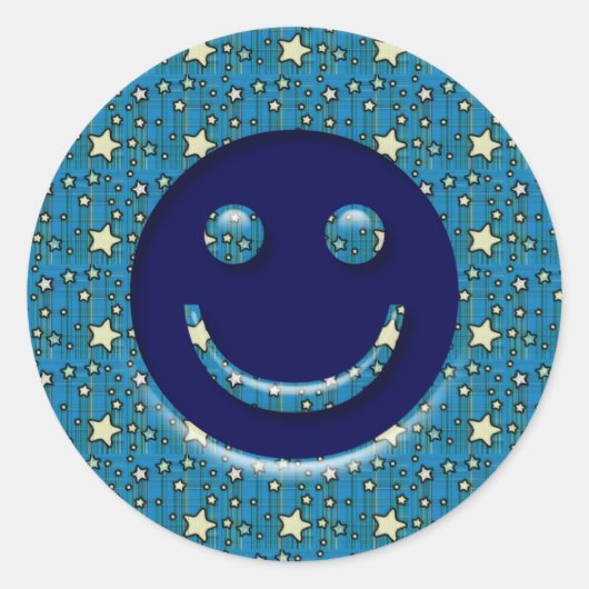 GEZICHT MET STERREN RONDE STICKER (Voorkant)