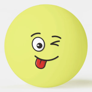 Gezicht met Stuck-Out Tong en Winking Eye Pingpongbal