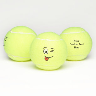 Gezicht met Stuck-Out Tong en Winking Eye Tennisballen