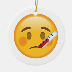 Gezicht met thermometer - Emoji Keramisch Ornament