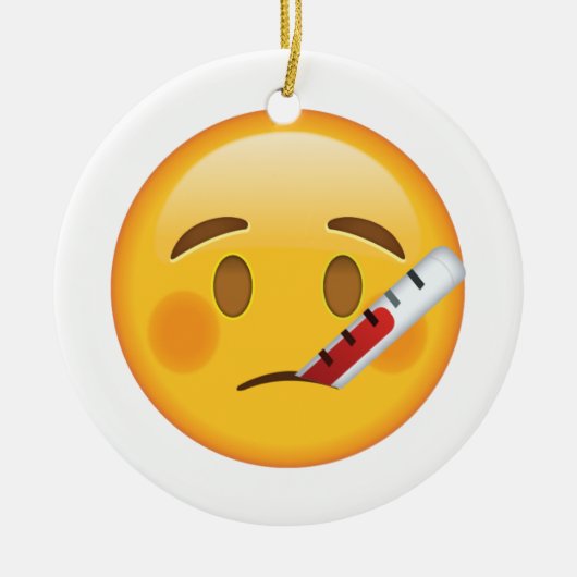 Gezicht met thermometer - Emoji Keramisch Ornament (Voorkant)