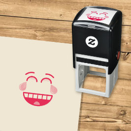 Gezicht Met Tranen Van Geluk Zelfinktende Stempel