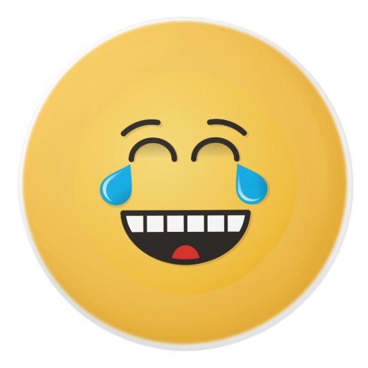 Gezicht met tranen van vreugde keramische knop (Voorkant)