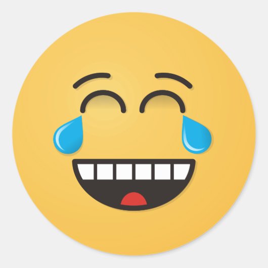 Gezicht met tranen van vreugde ronde sticker (Voorkant)