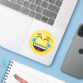 Gezicht met tranen van vreugde sticker (Laptop met iPhone)