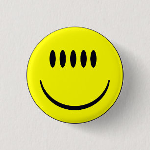 Gezicht Met Vijf Ogen Grappige Knop Badge Ronde Button 3,2 Cm