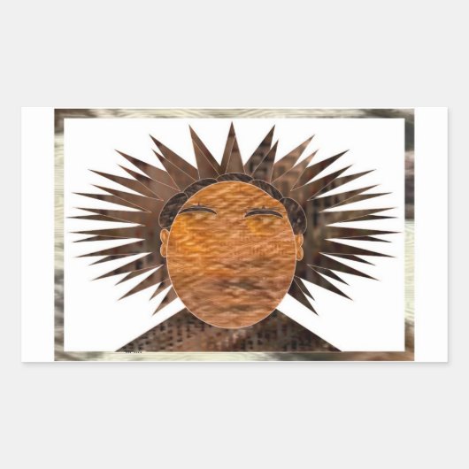 Gezicht met wild haar. rechthoekige sticker (Voorkant)