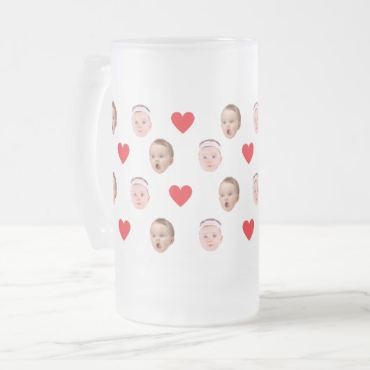 Gezicht Mok, Aangepaste Foto Mok, Baby Gift Matglas Bierpul (Voorkant links)