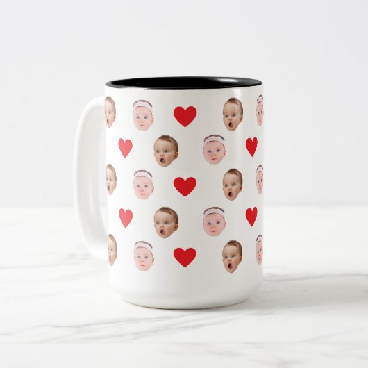 Gezicht Mok, Aangepaste Foto mok, Baby Gift Tweekleurige Koffiemok (Voorkant links)