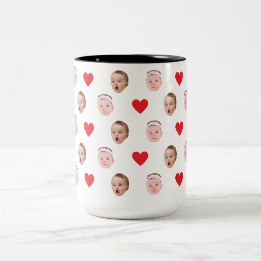 Gezicht Mok, Aangepaste Foto mok, Baby Gift Tweekleurige Koffiemok (Center)