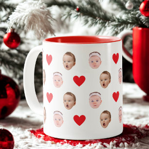 Gezicht Mok, Aangepaste Foto mok, Baby Gift Tweekleurige Koffiemok