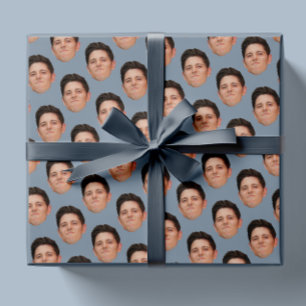 Gezicht of huisdier Foto Dusty Blue Gift Wrapping  Cadeaupapier