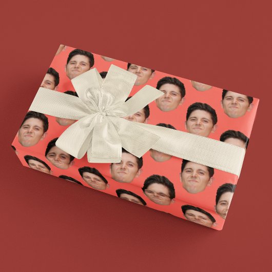 Gezicht of huisdier foto koraal roze cadeaupapier