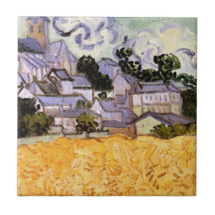 Gezicht op Auvers met kerk van Vincent van Gogh Tegeltje