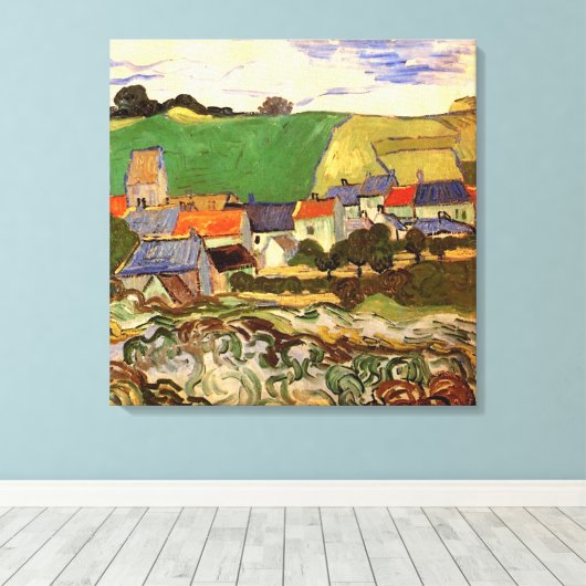 Gezicht op Auvers van Vincent van Gogh Canvas Afdruk (Insitu (Houten vloer))